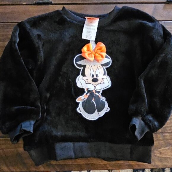 Disney Size 3T Minnie Mouse Witch Long-Sleeve Velvet Top Sweatshirt Boo Party - Picture 1 of 4